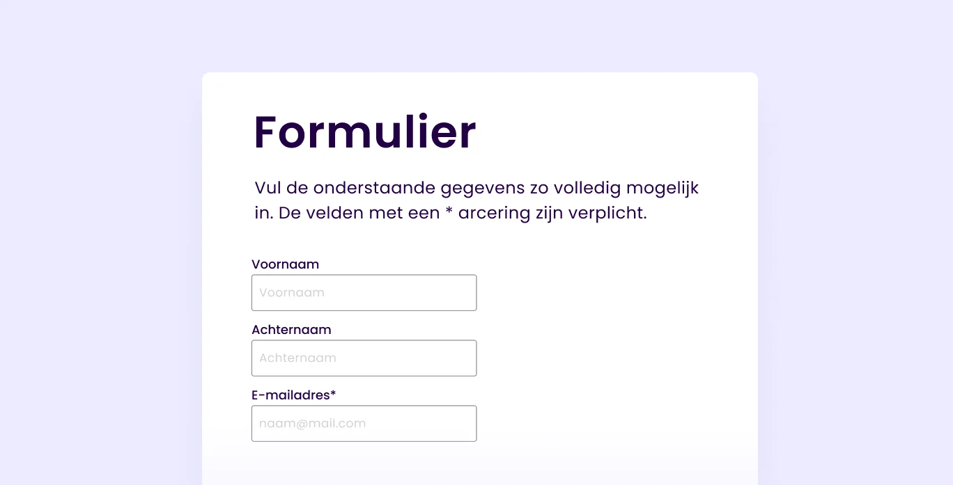 Door instructies aan te bieden vóór het formulier kan hulptechnologie de tekst oplezen voordat die overgaat in ‘formulier-modus’.
