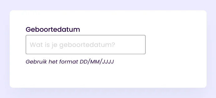 Voorbeelden van waar je hints kunt plaatsen rondom het invoerveld.