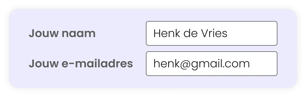Links uitgelijnde labels formulier website voorbeeld