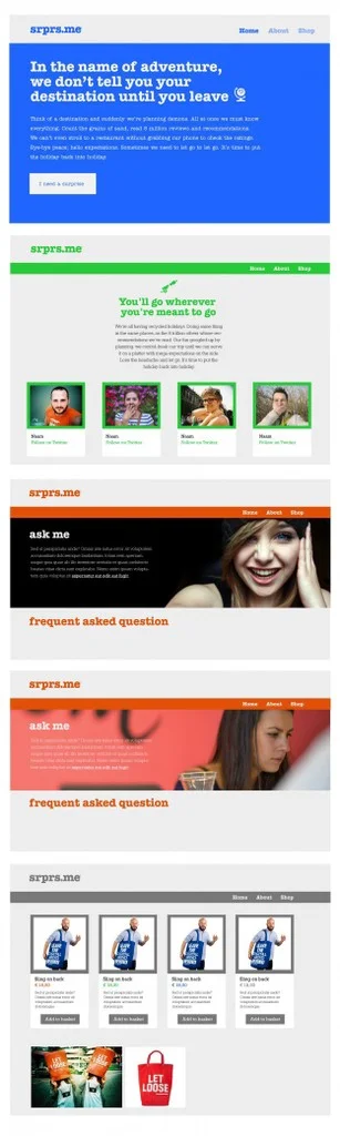 Srprs.me website ontwerp