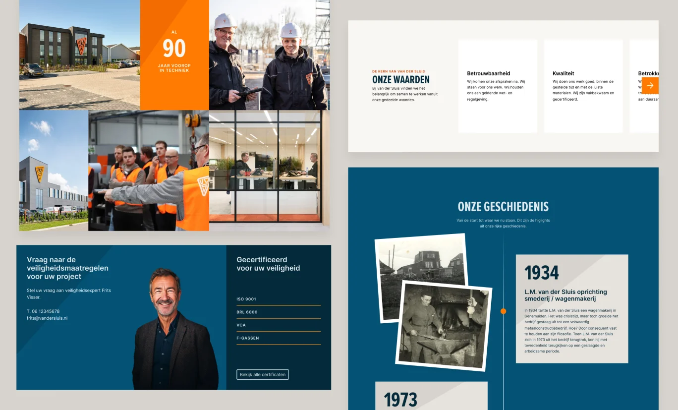 van der sluis website over ons pagina